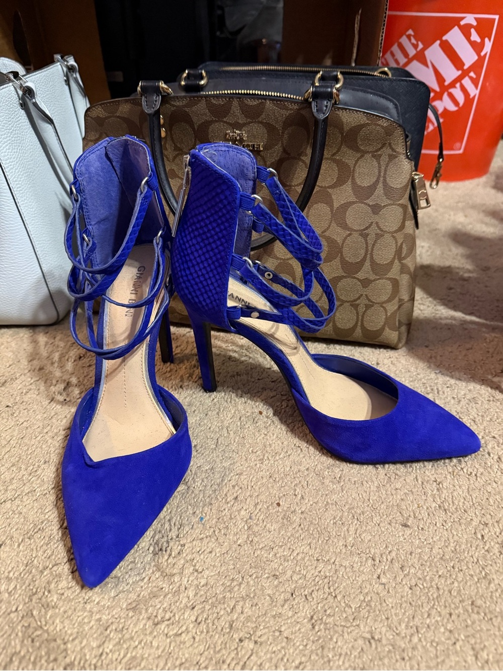 Gianni Bini Electric Cobalt Strappy Pointed-Toe Stilettos